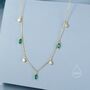 Sterling Silver Emerald Green Marquise Cz Dangle Necklace, thumbnail 7 of 12