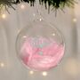 Personalised Pink Feather Christmas Bauble Gift, thumbnail 2 of 3