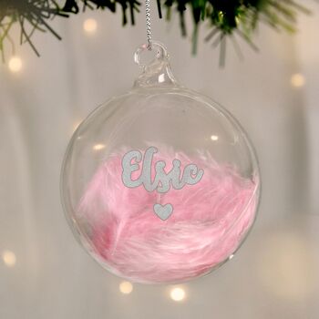 Personalised Pink Feather Christmas Bauble Gift, 2 of 3