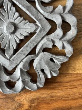Mango Wood Carved Trivet Hot Food Surface Protector, 5 of 9