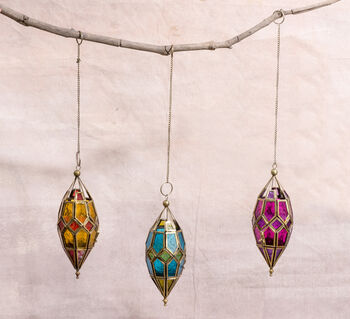 Hanging Lanterns With Coloured Glass Panels 'Chiraq', 2 of 4