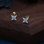 Starburst Blue Opal Stud Earrings In Sterling Silver, thumbnail 3 of 12