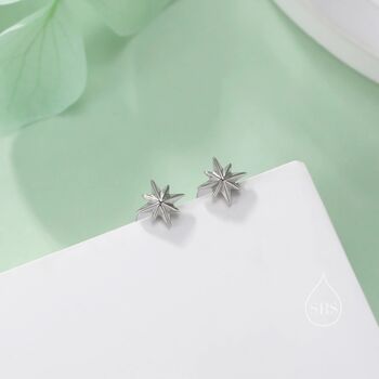 Tiny Starburst Internally Threaded Flat Back Earrings In Sterling Silver, 5 of 11