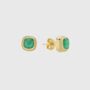 California Cushion Green Onyx Gold Plated Stud Earrings, thumbnail 3 of 4