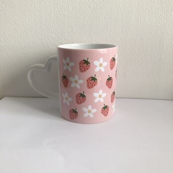 Pink Strawberries And Flowers Mug, 3 of 4