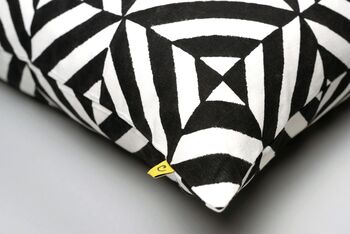 Optic Geometric Gokarna Pattern Cotton Cushion Cover, 5 of 9