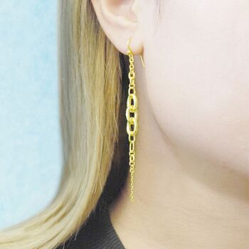 Multi Chain Sterling Silver Long Drop Earrings, 2 of 3