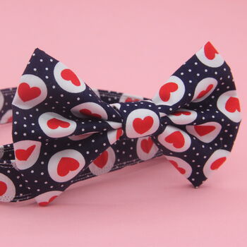 Red Hearts On Navy Dog Bow Tie, 2 of 11