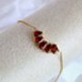 Pomegranate Inspired Adjustable Bracelet In 18k Gold Stainless Steel With Red Cubic Zirconia, thumbnail 7 of 7