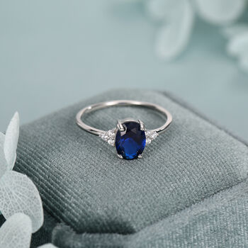Oval Sapphire Cz Ring In Sterling Silver, 3 of 12