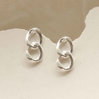Sterling Silver Curb Chain Earrings, 5 of 6