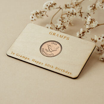 80th Birthday 1946 Farthing Personalised Wallet Card, 2 of 6