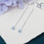Sterling Silver Tiny Hydrangea Flower Cz Threader Earrings, thumbnail 6 of 12