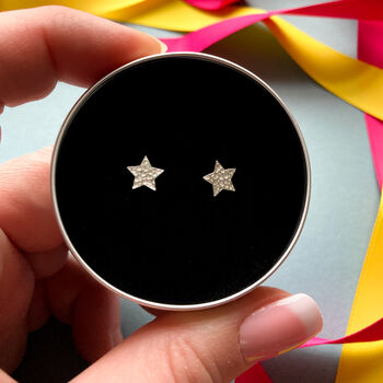 50th Birthday Silver Star Earrings In A Gift Tin, 3 of 9