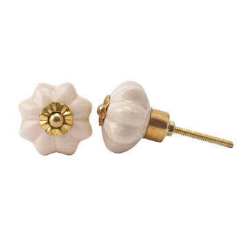 Set Of Two Cream Melon Ceramic Drawer Pulls, 2 of 2