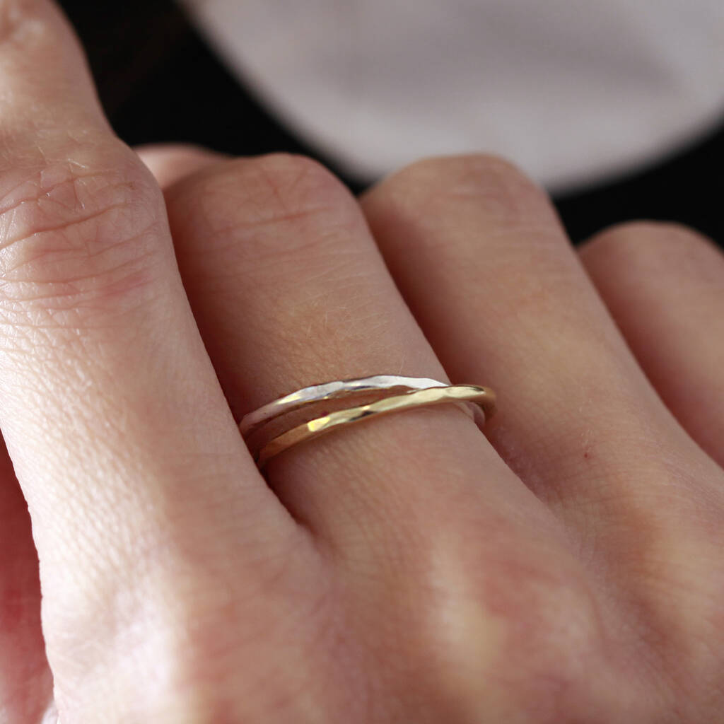 Buy Interlinked Cuban Chain Gold Plated Sterling Silver Adjustable Ring by  Mannash™ Jewellery