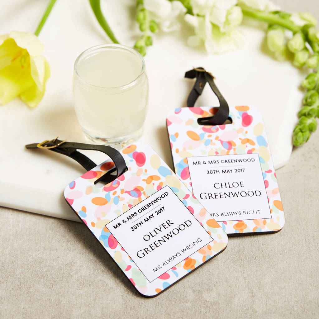 Wedding Confetti Luggage Tags Personalised Wedding Gift By coconutgrass