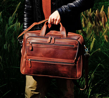 Genuine Leather Briefcase With Multiple Pockets, 5 of 8