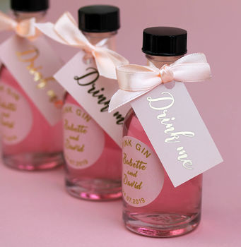 Personalised Pink Gin Wedding Favours In Blush And Gold, 2 of 5