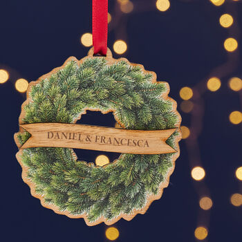 Personalised Wreath Family Christmas Tree Decoration, 4 of 7