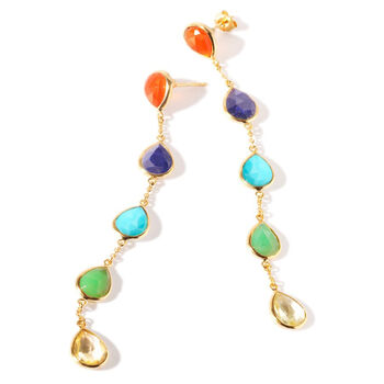 Rainbow Teardrop Gemstone Earrings, 2 of 2