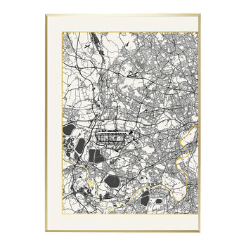 London Triptych Map Screen Prints | White And Gold, 3 of 6