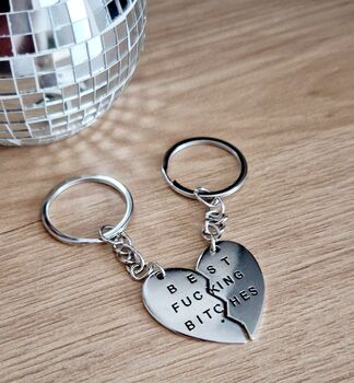 Best F*Cking Bitches Split Heart Friendship Keyrings, 3 of 4