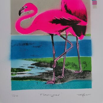 'The Flamingoes' Neon Stencil Screenprint, 7 of 9