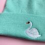 Swan Embroidered Beanie Hat, thumbnail 2 of 3