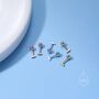 Tiny 4mm Bar Screw Back Earrings In Sterling Silver, thumbnail 3 of 10