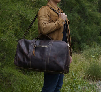 Genuine Leather Duffel Travel Bag, 5 of 7