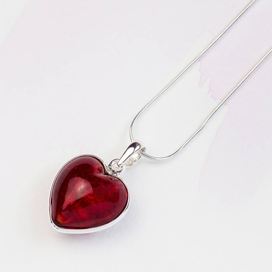 murano glass heart sterling silver pendant by claudette worters ...