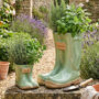 Personalised Gift Set Of Two Green Welly Planters, thumbnail 1 of 9