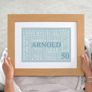 Personalised 50th Birthday Word Art Print, 4 of 12