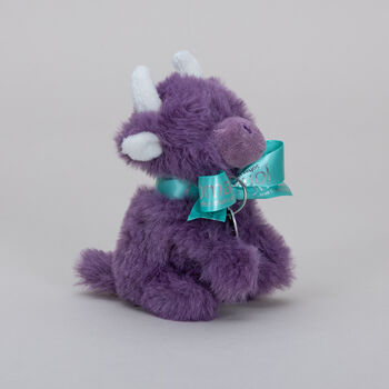 Personalised Mini Purple Collectible Highland Cow Soft Toy Cow, Gift Boxed, 9 of 12