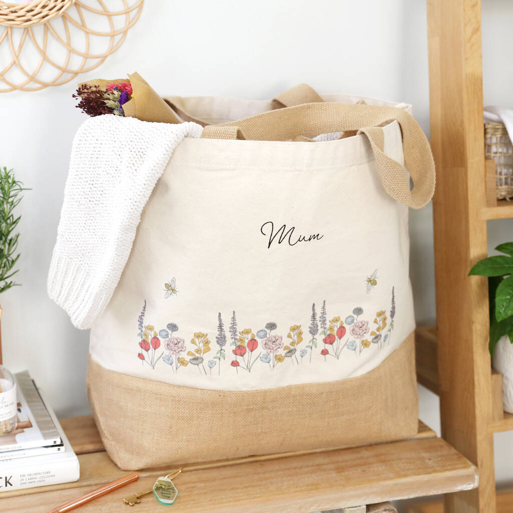 Personalised Wildflower Tote Bag By Lisa Angel