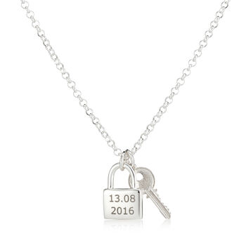 Personalised Love Locked Padlock And Key Necklace, 3 of 6