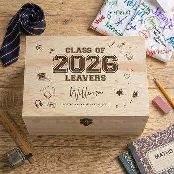Personalised Doodle 'Class Of 2026' Leavers Memory Box, 2 of 12