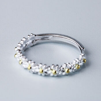 Sterling Silver Daisy Chain Adjustable Ring, 3 of 6