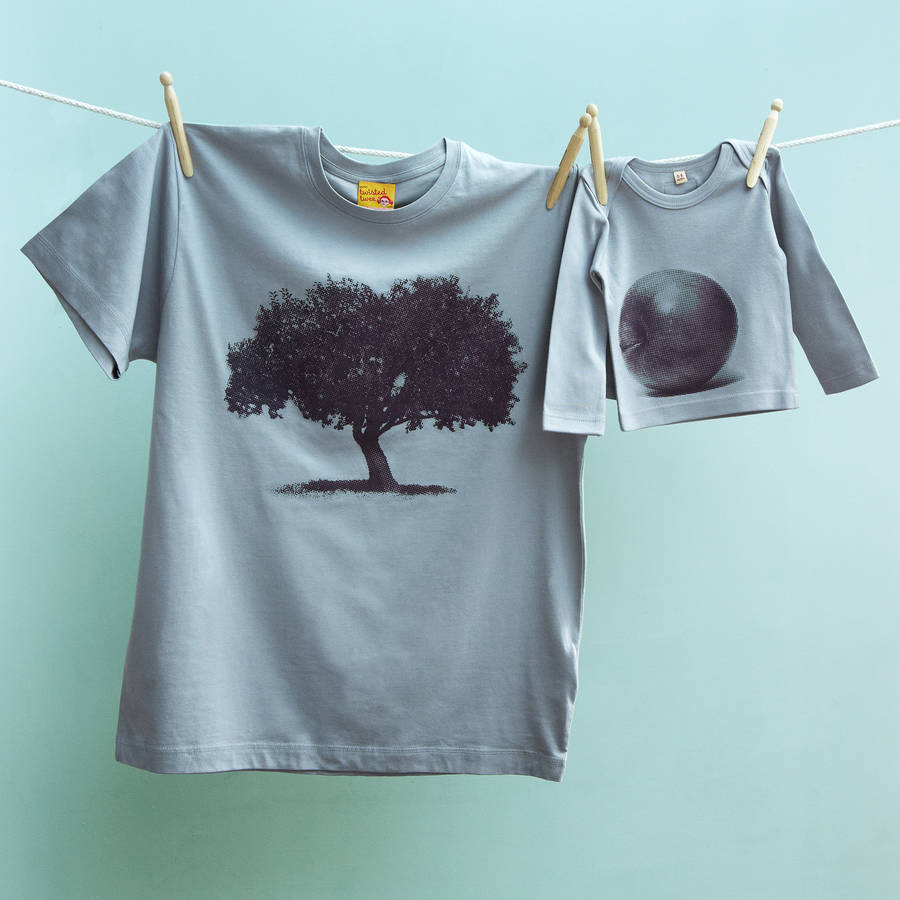 Twinning Tshirt Top Set Apple Tree For Dads And Kids, 1 of 3