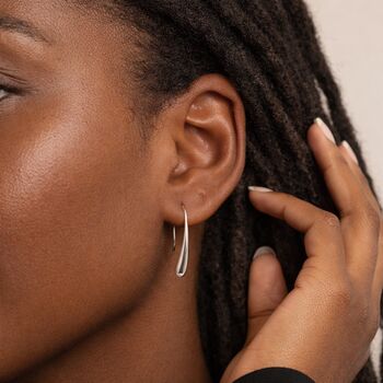 Sterling Silver Plated Molten Teardrop Earrings, 2 of 9