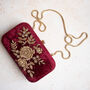 Aashiq Maroon Velvet Floral Clutch, thumbnail 4 of 6