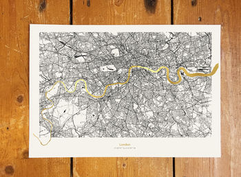 Metallic Gold London Thames Map, 2 of 6