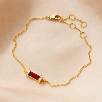 18k Gold Vermeil Birthstone Baguette Bracelet, 2 of 12