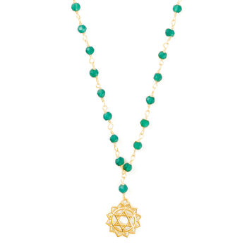 Heart Chakra Green Onyx Necklace Gold Plated, 2 of 5