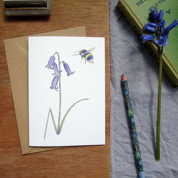 Bluebell And Bee Any Occasion Greetings Card, 3 of 8
