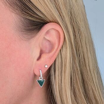 'Triangle' Green Onyx Sterling Silver Earrings, 4 of 6