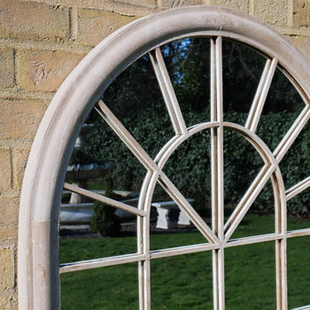 Large Vintage Weathered Arch Garden Mirror, 3 of 6