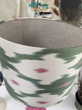 Handmade Green And Pink Drum Ikat Lampshade, 6 of 6
