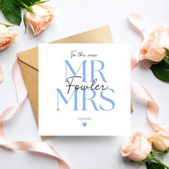 Classy Mr And Mrs Wedding Card, On Your Wedding Day Floral Card, Beige, Colour Choices, 2 of 4